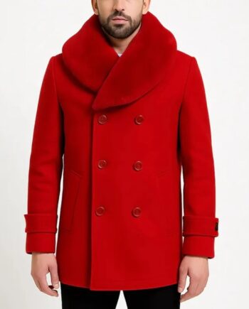 mens-faux-fur-shawl-collar-red-wool-peacoat