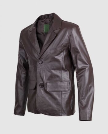 2 Button Brown Leather Blazer