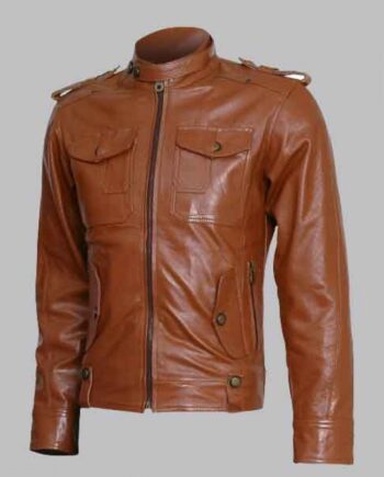 New Men's Winterwear Men Tan Leather Jacket