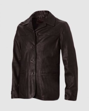 4 Button Brown Leather Coat