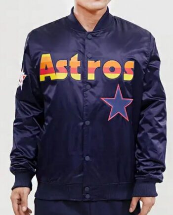 Astros Big Logo Satin Bomber Jacket