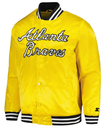 Atlanta Braves Gold Cross Bronx Fashion Varsity Satin Jacket