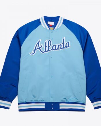 Atlanta Braves Vintage Logo Double Clutch Blue Satin Jacket