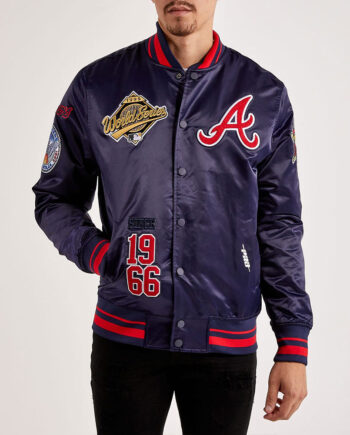Atlanta Braves World Series Navy Varsity Satin Jacket