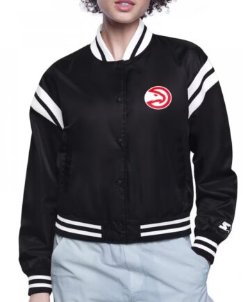 Atlanta Hawks Printed Logo Varsity Satin Jacket