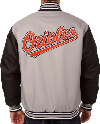 Baltimore Orioles Poly Twill Black and Gray Full-Snap Jacket