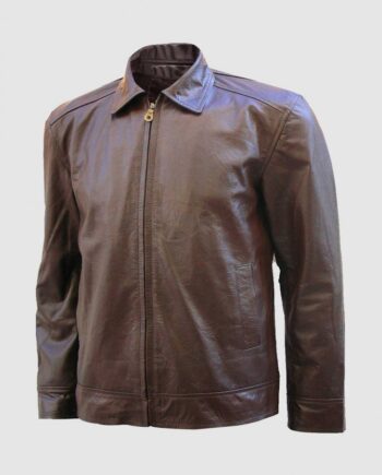 Biker Leather Jacket in Brown