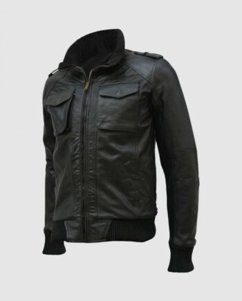 Black Bomber Leather Jacket