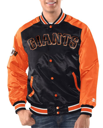 Black/Orange San Francisco Giants Renegade Varsity Satin Jacket