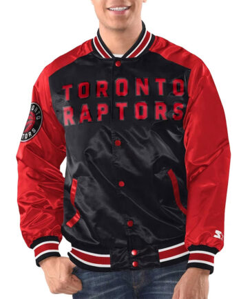 Black/Red Toronto Raptors Renegade Varsity Satin Jacket