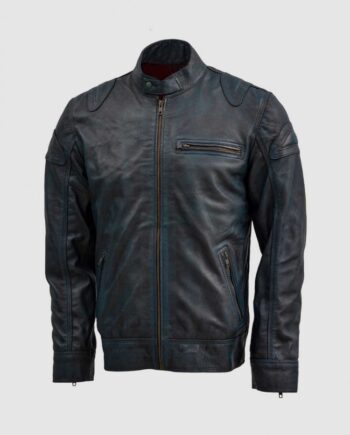 Blue Waxed Jacket with Red Shade