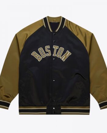 Boston Celtics Black/Olive Satin Double Clutch Jacket