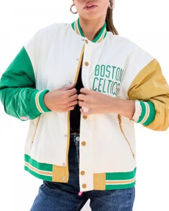 Boston Celtics Color Block Bomber Full-Snap Jacket