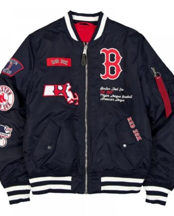 Boston Red Sox Full-Zip Navy Bomber Jacket | Free Ship
