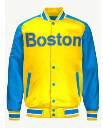 Boston Red Sox Gold and Blue Varsity Satin Jacket