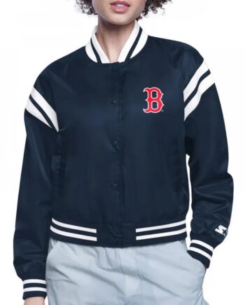 Boston Red Sox Printed Logo Varsity Satin Jacket