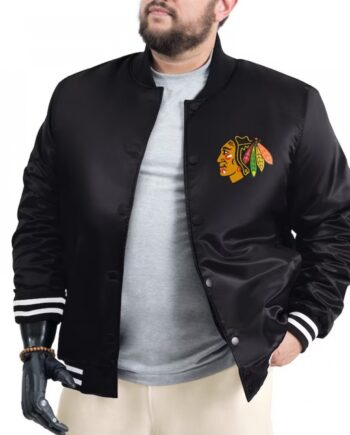Chicago Blackhawks Adaptive Bold Logo Varsity Satin Jacket