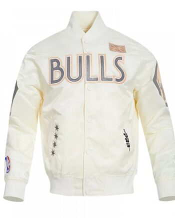Chicago Bulls 2024/25 City Edition Chenille Cream Satin Jacket