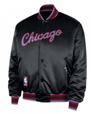 Chicago Bulls Remix Courtside Black Bomber Jacket