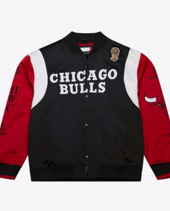 Chicago Bulls Team Origins Black and Red Satin Jacket