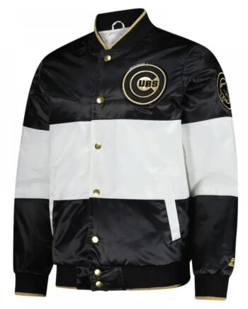 Chicago Cubs Black and White Satin Jacket