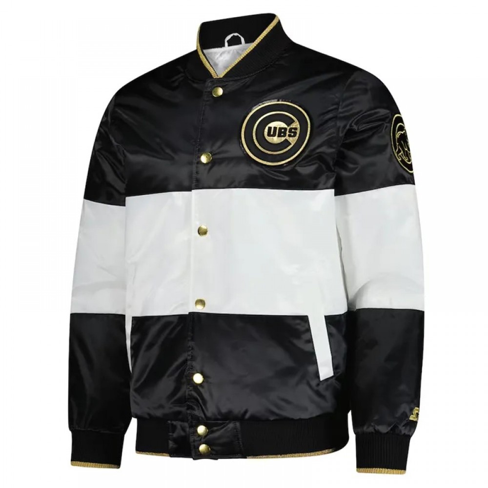 Chicago Cubs Black and White Satin Jacket