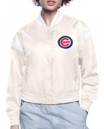 Chicago Cubs Printed Logo Varsity Satin Jacket