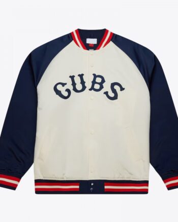 Chicago Cubs Vintage Logo Double Clutch Cream Satin Jacket