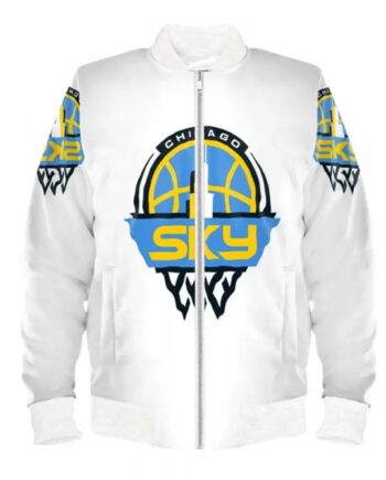 Chicago Sky Bomber White Satin Jacket