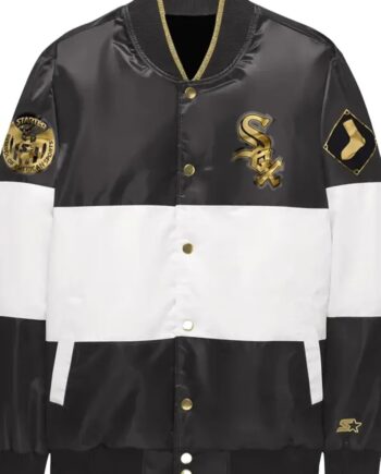 Chicago White Sox Satin Black And White Varsity Jacket