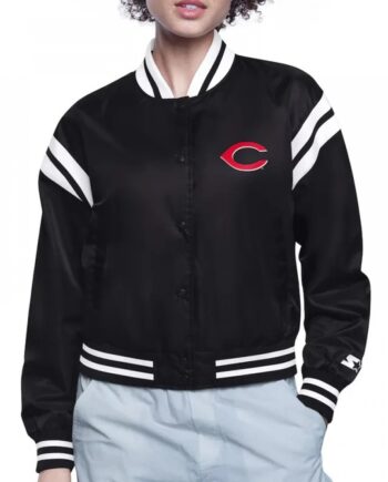 Cincinnati Reds Printed Logo Varsity Satin Jacket