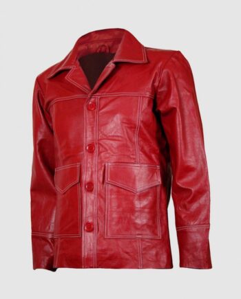 Classic Red Leather Coat