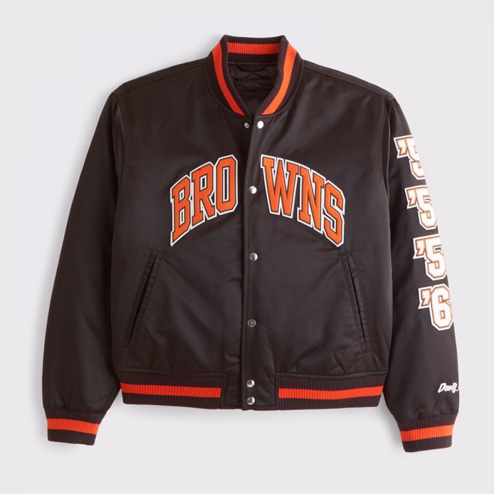 Cleveland Browns Varsity Bomber Full-Snap Satin Jacket
