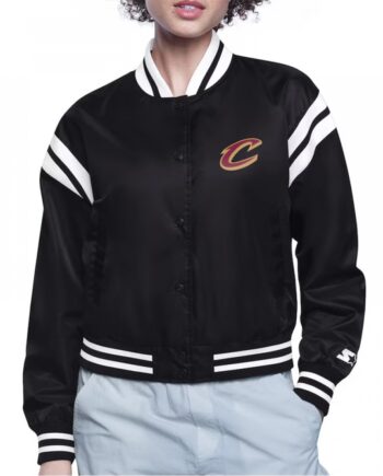 Cleveland Cavaliers Printed Logo Varsity Satin Jacket