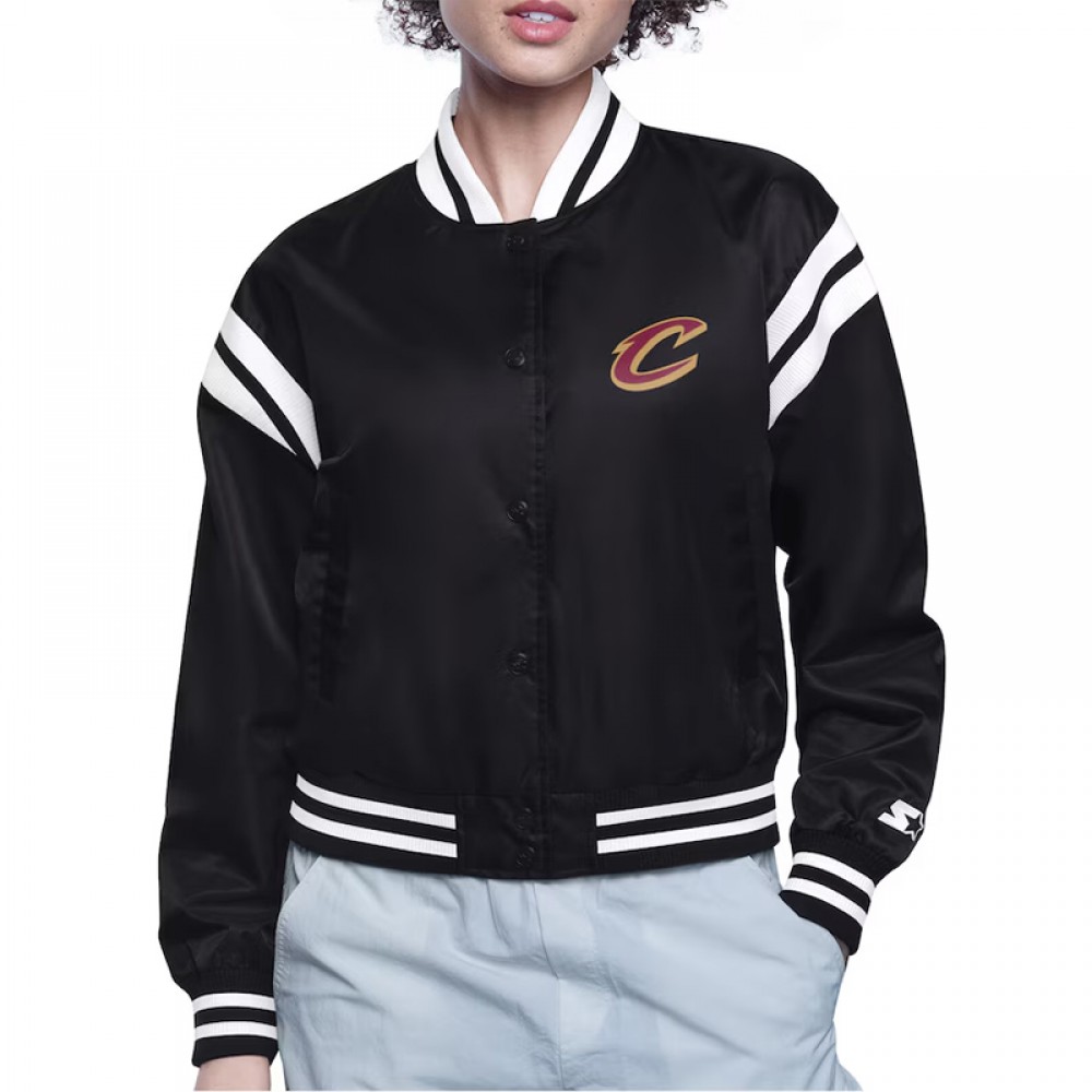 Cleveland Cavaliers Printed Logo Varsity Satin Jacket