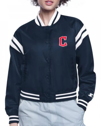 Cleveland Guardians Printed Logo Varsity Satin Jacket