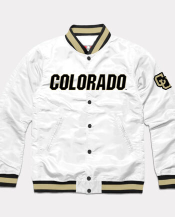Colorado Buffaloes White Varsity Satin Jacket