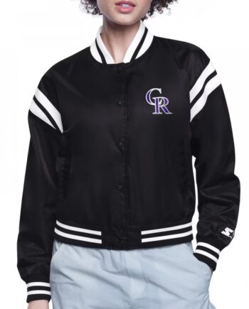 Colorado Rockies Printed Logo Varsity Satin Jacket
