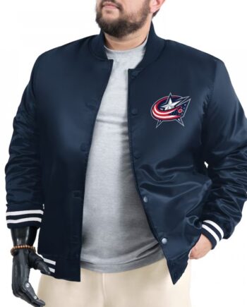 Columbus Blue Jackets Adaptive Bold Logo Varsity Satin Jacket