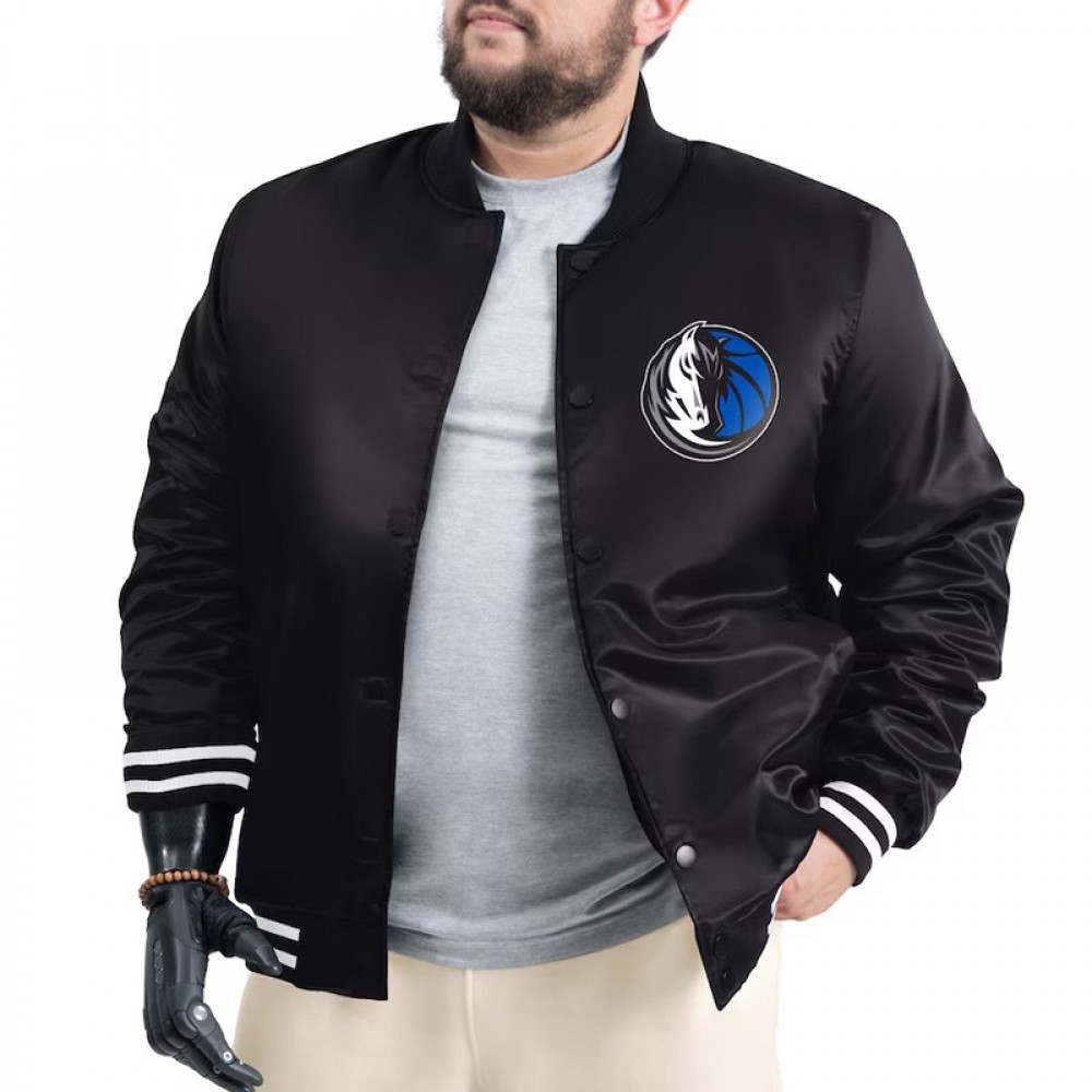 Dallas Mavericks Adaptive Bold Logo Varsity Satin Jacket