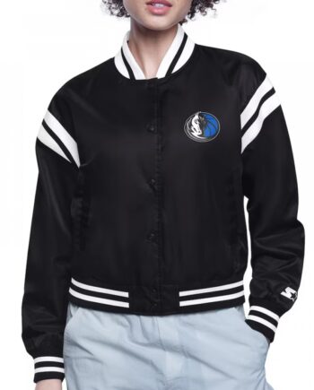 Dallas Mavericks Printed Logo Varsity Satin Jacket