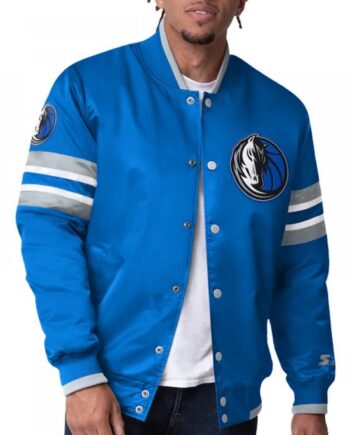 Dallas Mavericks Scout Blue Varsity Satin Jacket