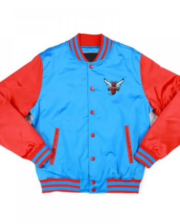 Delaware State Sky Blue and Red Baseball Jacket