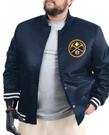 Denver Nuggets Adaptive Bold Logo Varsity Satin Jacket