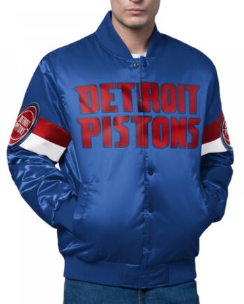 Detroit Pistons Triple Option Full-Snap Varsity Satin Jacket