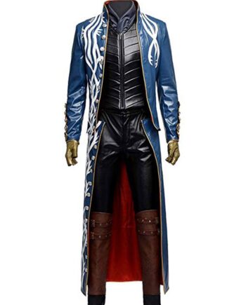 Devil May Cry 3 Vergil Blue Leather Trench Coat