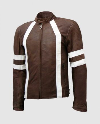 Distressed Vintage Look Men’s Brown Leather Jacket