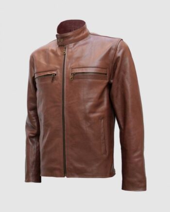 Elegant Brown Fashion Leather Jacket for Men