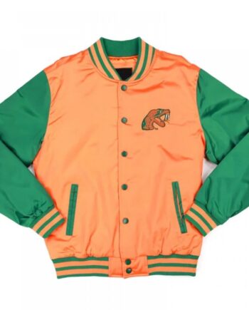 Florida A&M Orange and Green Baseball Jacket