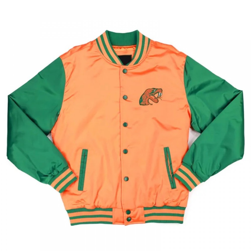Florida A&M Orange and Green Baseball Jacket